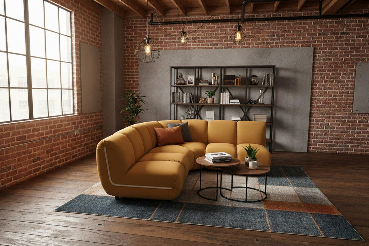 MODULSOFA LAYLA Gelb Velvet - Gelb/Schwarz, Buchenholz/Textil (213/213cm) - KAWOLA