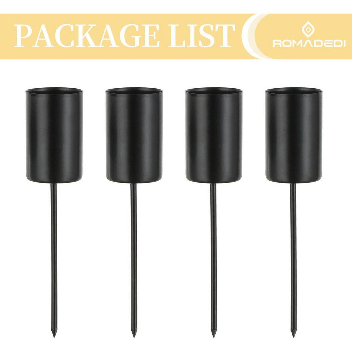 KERZENHALTER 4er Set Metall Schwarz - Schwarz, Metall (5/5/10cm)