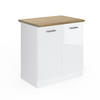SPÜLENUNTERSCHRANK R-Line Weiß Hochglanz 80 cm, AP Eiche - Weiß Hochglanz/Weiß, Holzwerkstoff (80/81.6/60cm) - Vicco