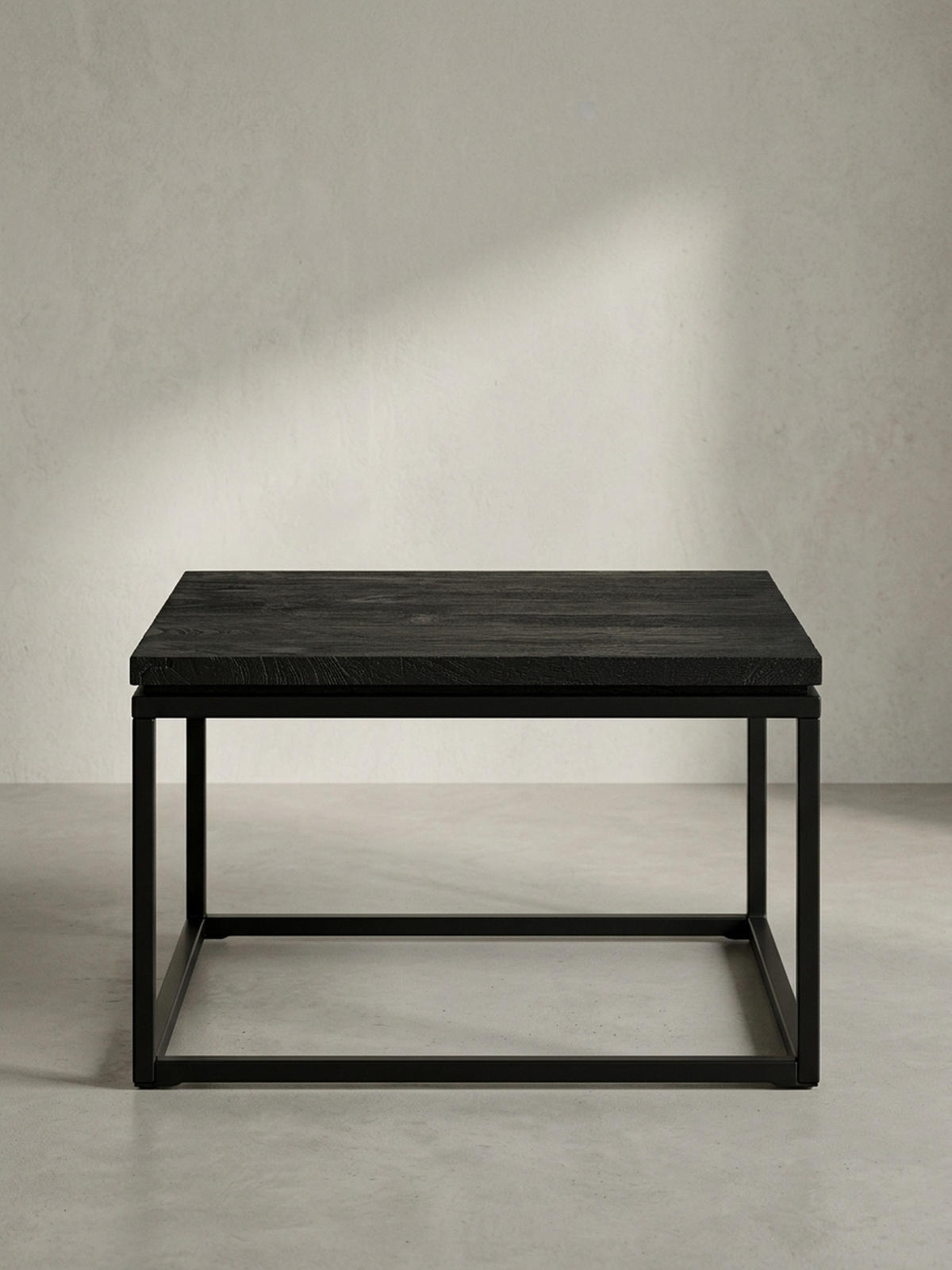 COUCHTISCH aus Mango Massivholz und Metall, Quadratisch, Natürliche Holzmaserung, Schwarz 60 x 60 x 35 cm - Schwarz, Holz/Metall (60/60/35cm) - KADIMA DESIGN