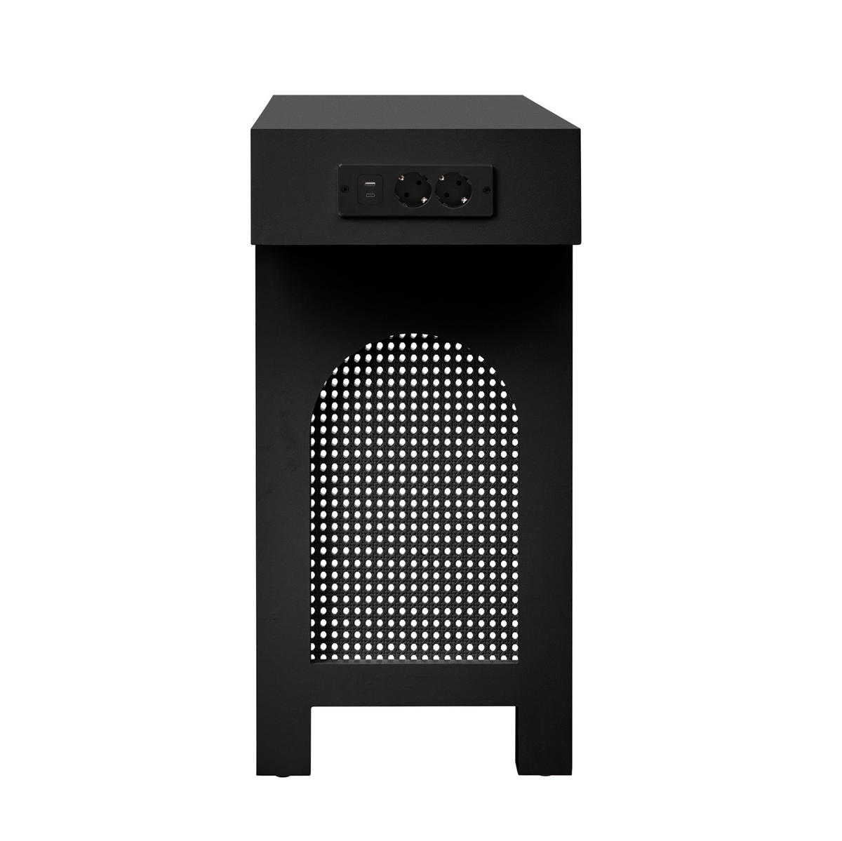 KONZOLOVÝ stolek z MDF 120x35,5x76,5 cm černý se 2 zásuvkami, USB, Type-C a nastavitelnými nožkami - černá, kompozitní dřevo (35.5/120/76.5cm) - Modfu