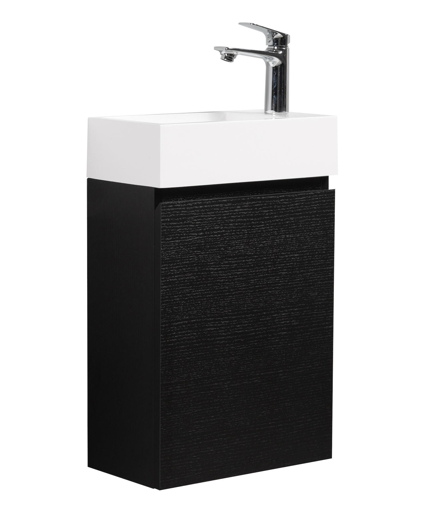 GÄSTE-WC-MÖBELSET Angela 2 Teile Schwarz Holz - 40 x 22 x 64 cm - Schwarz, Holz (40/52/22cm) - Badplaats