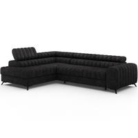KANEDO Ecksofa mit Schlaffunktion und Bettkasten – Modernes Designsofa, verstellbare Kopfstützen, Metallfüße - Schwarz, Kunststoff (269/86cm) - Wohnideebilder