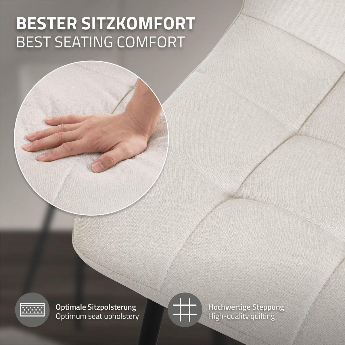 ESSZIMMERSTÜHLE 2ER-SET Beige Stoffbezug - Beige/Schwarz, Textil/Metall (49/89/60.5cm) - ML-DESIGN