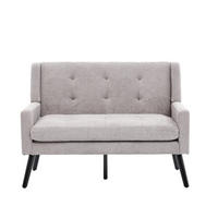 2-SITZER-SOFA Massivholz,dicke Schaumfüllung,Leinenstoff,Hellgrau - Hellgrau, Textil (119/88/75cm) - LVHOM