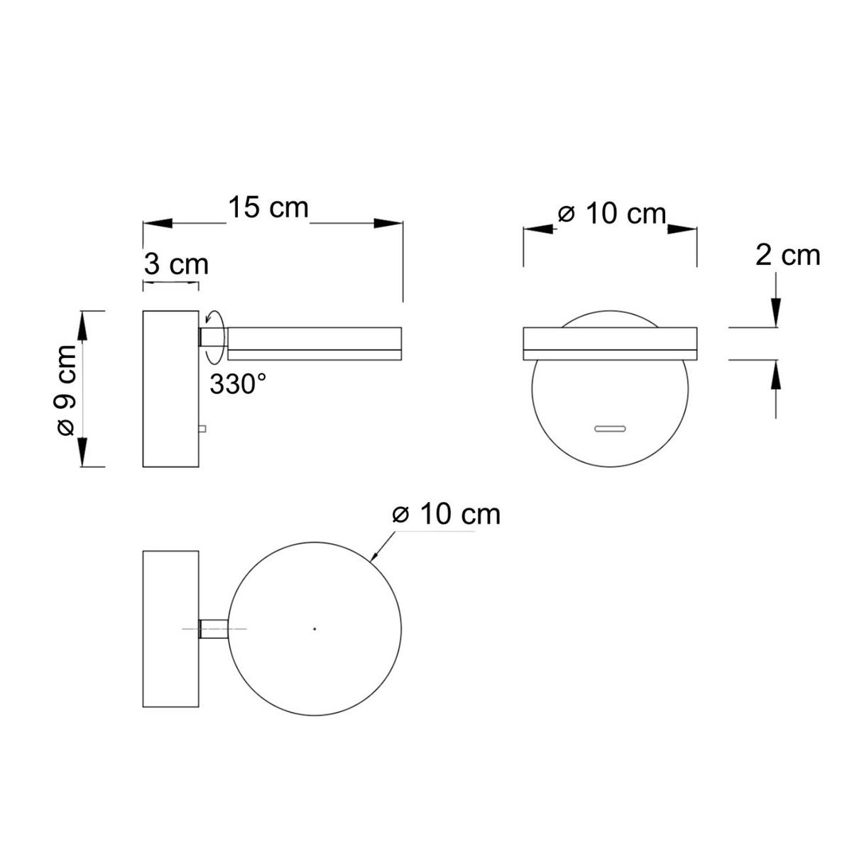 WANDLEUCHTE Kechia, Schwarz, 15cm - Schwarz, Metall (10/9/15cm) - KOSILUM