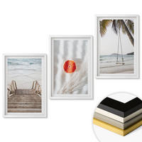 WANDBILDER 3er-Set - 40x60 cm Weißer Rahmen - Strandtreppe aus Holz, Urlaub - Weiß, Kunststoff (40/60cm) - ArtPrintCave