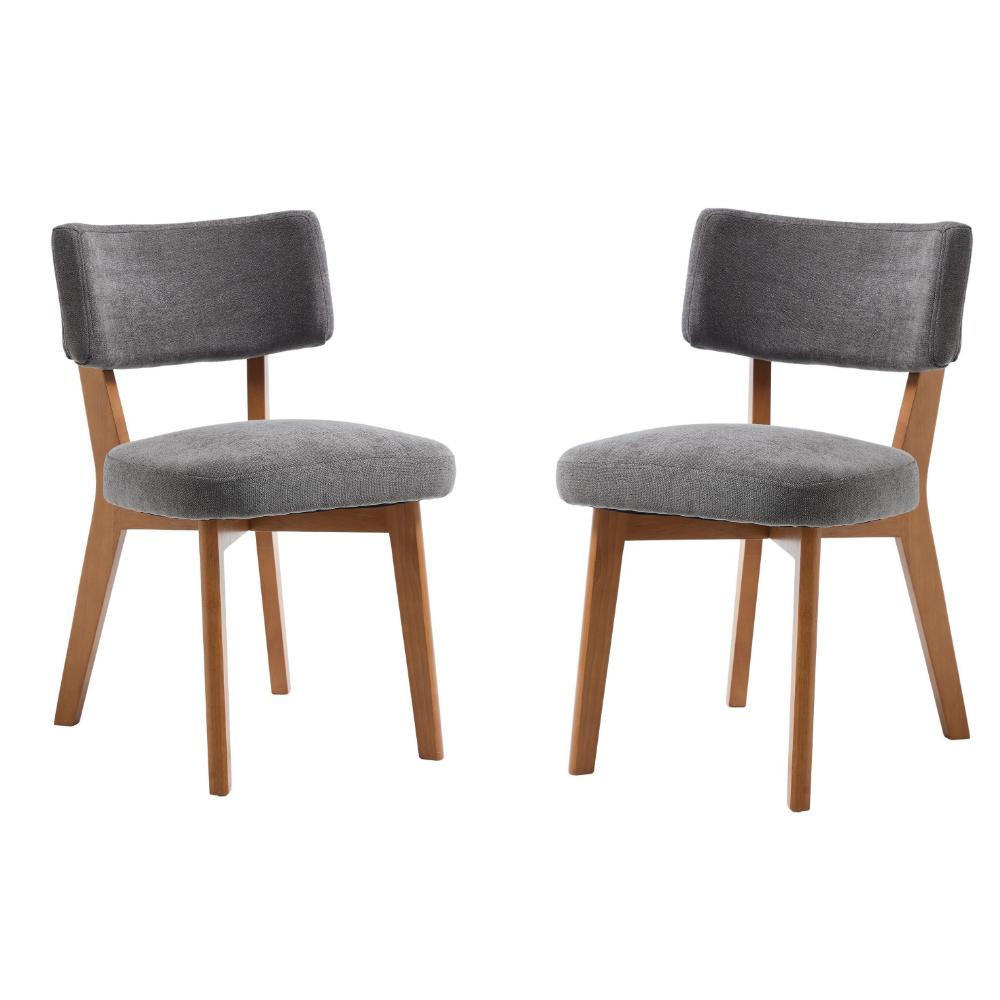 STÜHLE 2er-Set Esszimmerstuhl,Massivholz,Leinenstoff,Grau - Grau, Textil (47/77/54.5cm) - LVHOM