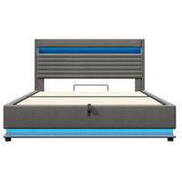 POLSTERBETT 180/200 cm Grau mit USB-Typ-C-Anschluss, LED-Beleuchtung und Ablagefach - Grau, Textil (180/200cm) - Oxeza