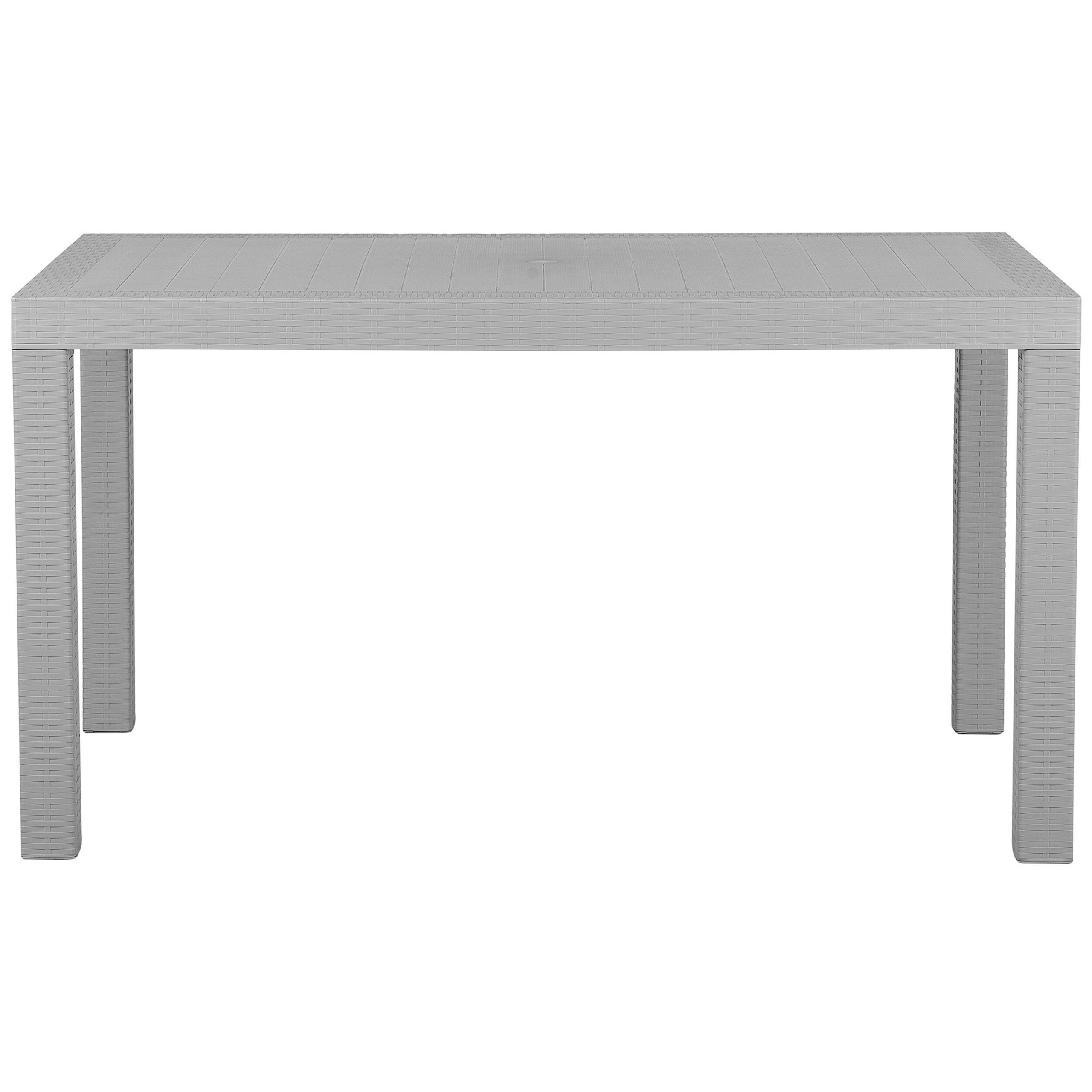 GARTENTISCH Rattanoptik hellgrau 140/80 cm Fossano - Hellgrau, Kunststoff (140/80/76cm) - Beliani