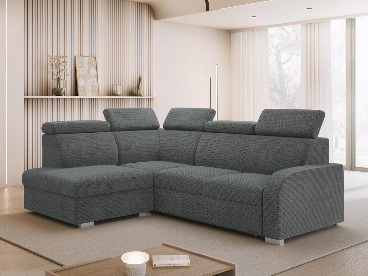 ECKSOFA Oslo 2rRLXp, Seite: Links LXP+R+2R - Silberfarben/Grau, Holz/Textil (250/200cm) - MIRJAN24