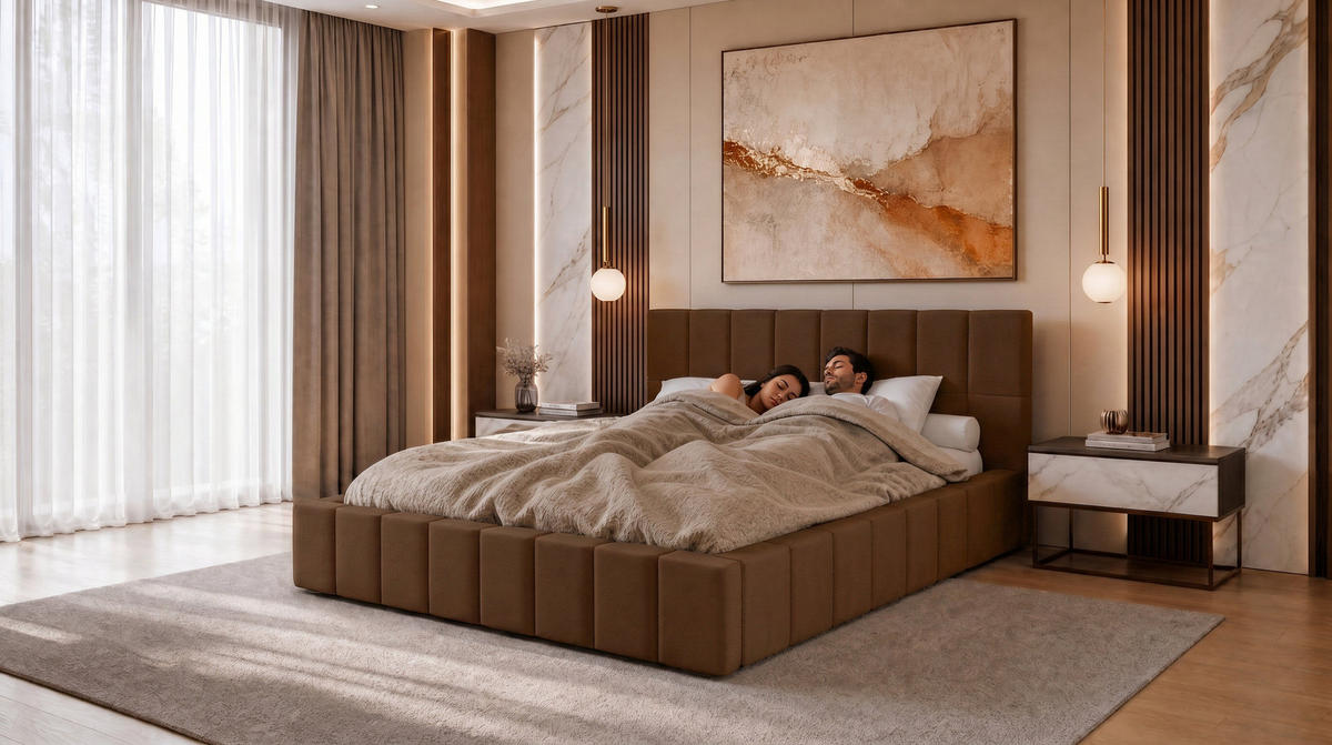 POLSTERBETT 180x200 cm, Alma, Doppelbett mit Bettkasten, Lattenrost aus Holz, Velourstoff, Dunkelbraun - Dunkelbraun, Holz/Kunststoff (180/200cm) - Marpur