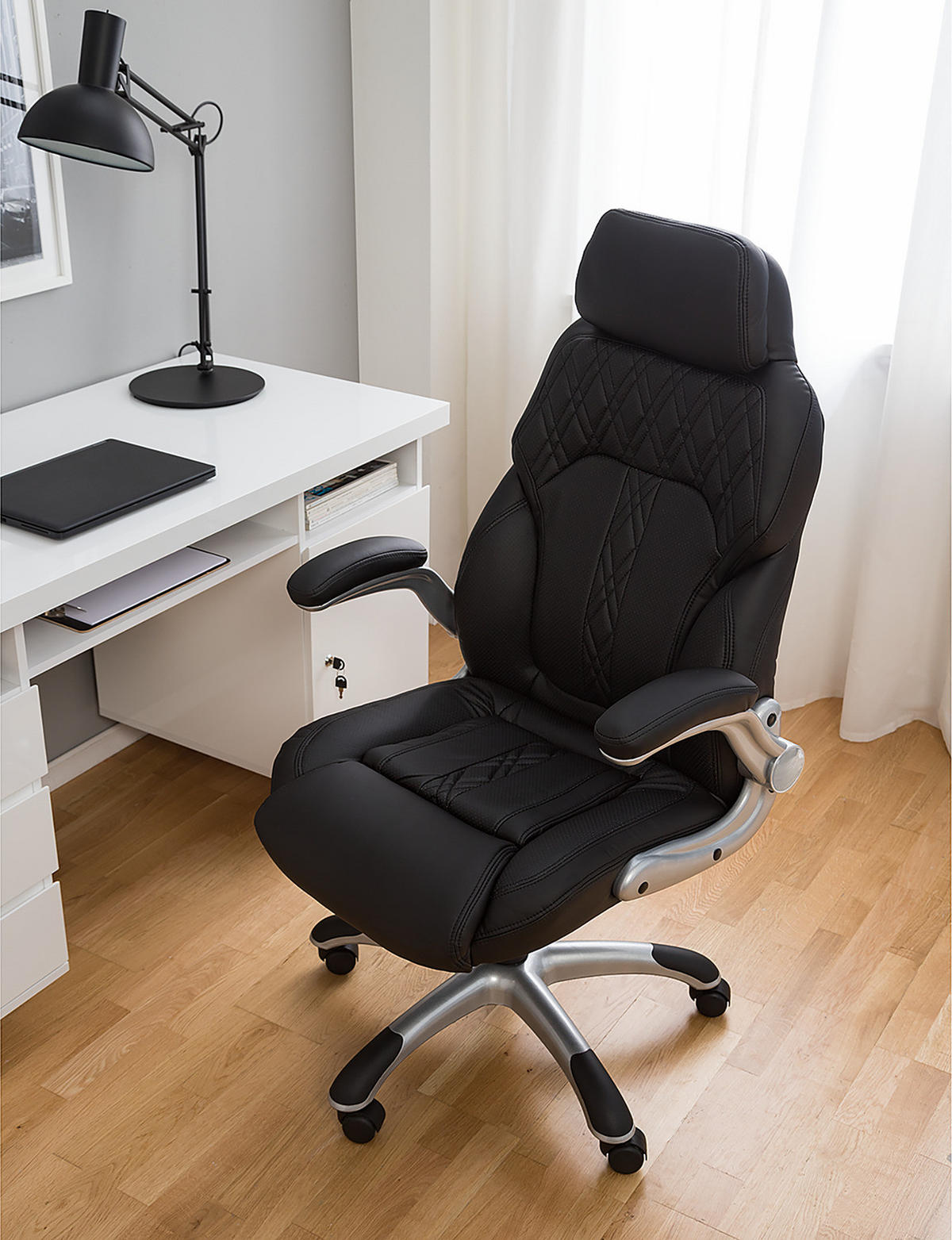 CHEFSESSEL - Kunstleder - Schwarz, Kunststoff (69/118/77cm) - home24