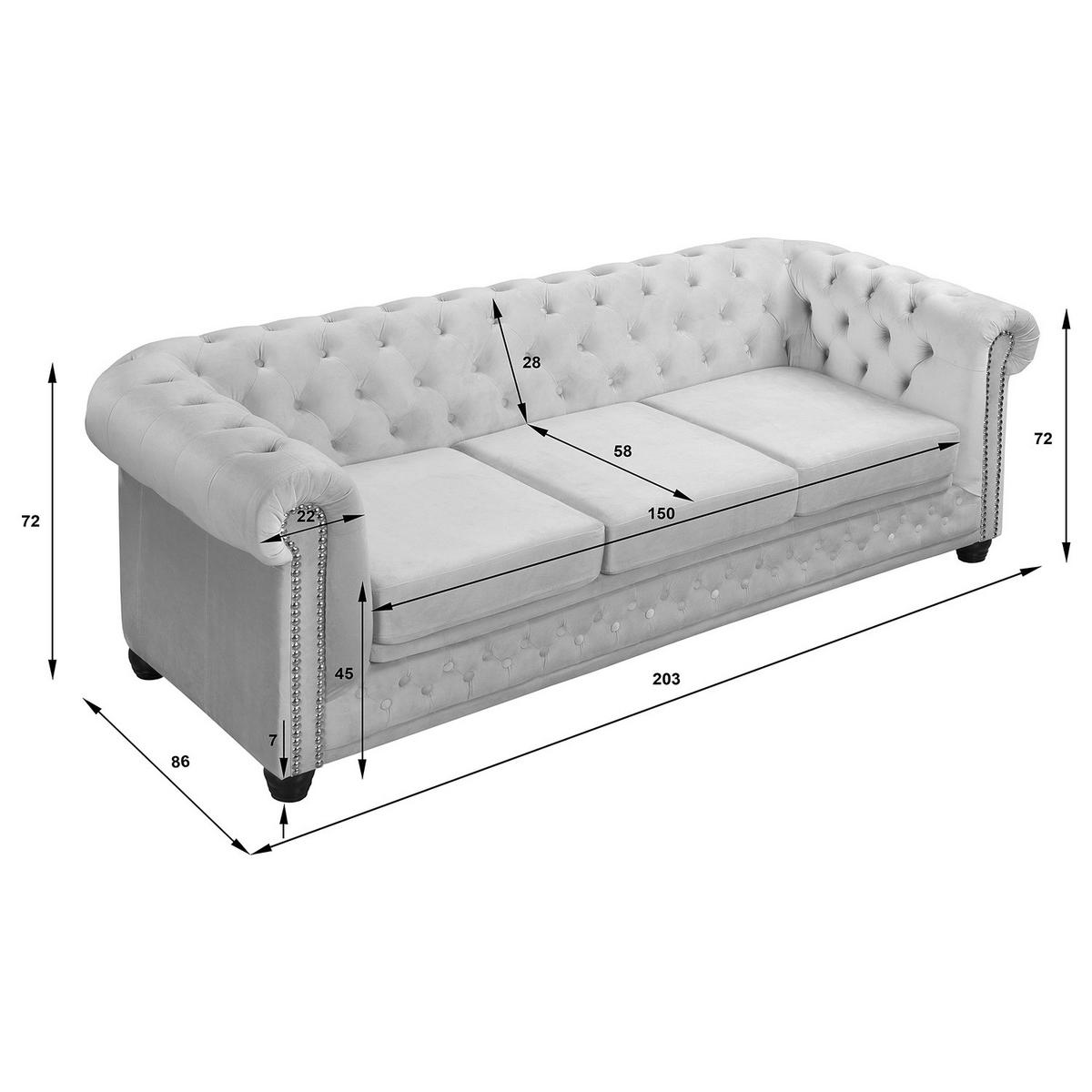 3-SITZER SOFA - Schwarz, Textil (203/72/86cm) - home24