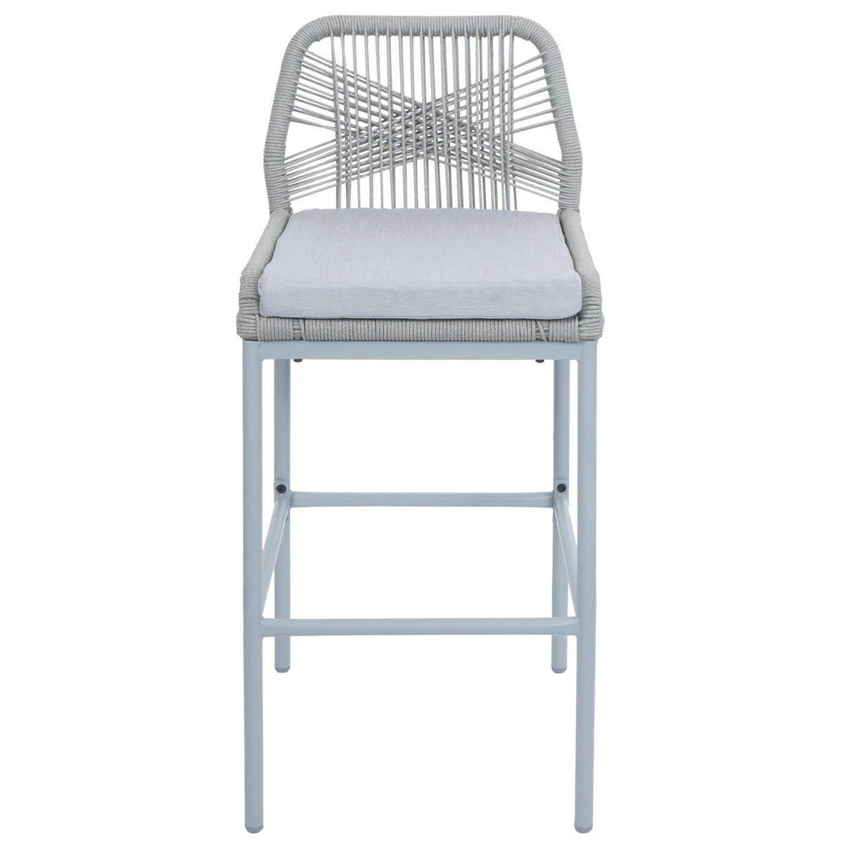 GARTENSTUHL 2er-Set HxBxT 101x45x52cm Sitzhöhe 76cm Hellgrau Kissen Hellgrau Seilgeflecht Metall - Hellgrau, Metall (45/101/52cm) - PROREGAL