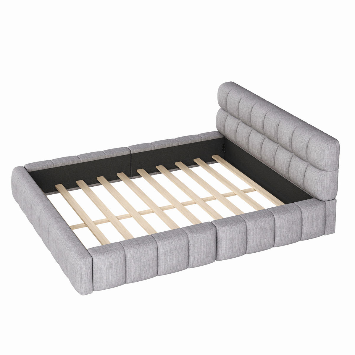 POLSTERBETT 140/200 cm grau mit Rückenlehne und stabilem Lattenrost - Grau, Textil (140/200cm) - OKWISH