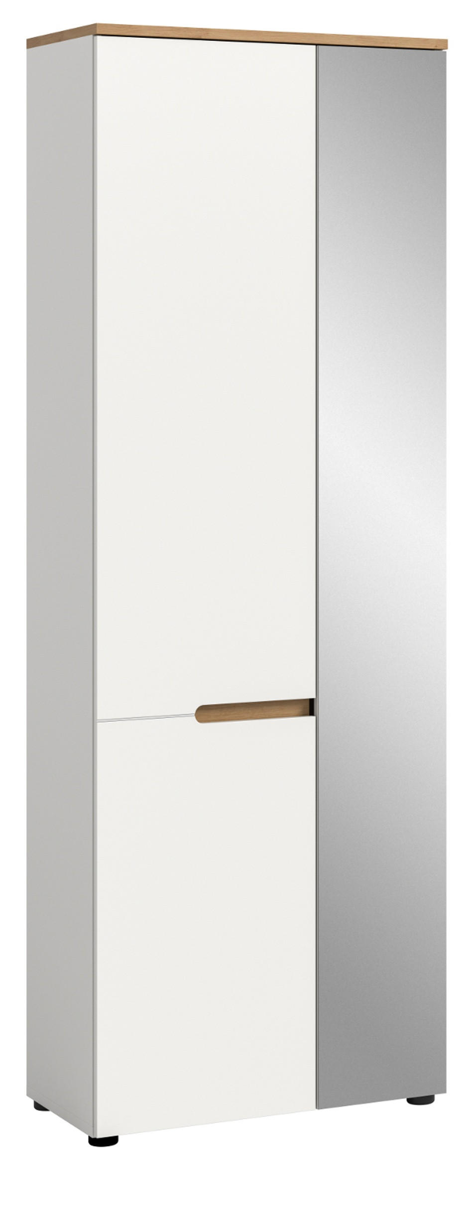 GARDEROBENSCHRANK weiß, Eiche Artisan 65 cm, Schuhschrank mit Soft-Close - Weiß, Glas/Holzwerkstoff (65/190/37cm) - Inn.Furn