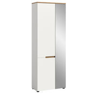 GARDEROBENSCHRANK weiß, Eiche Artisan 65 cm, Schuhschrank mit Soft-Close - Weiß, Glas/Holzwerkstoff (65/190/37cm) - Inn.Furn