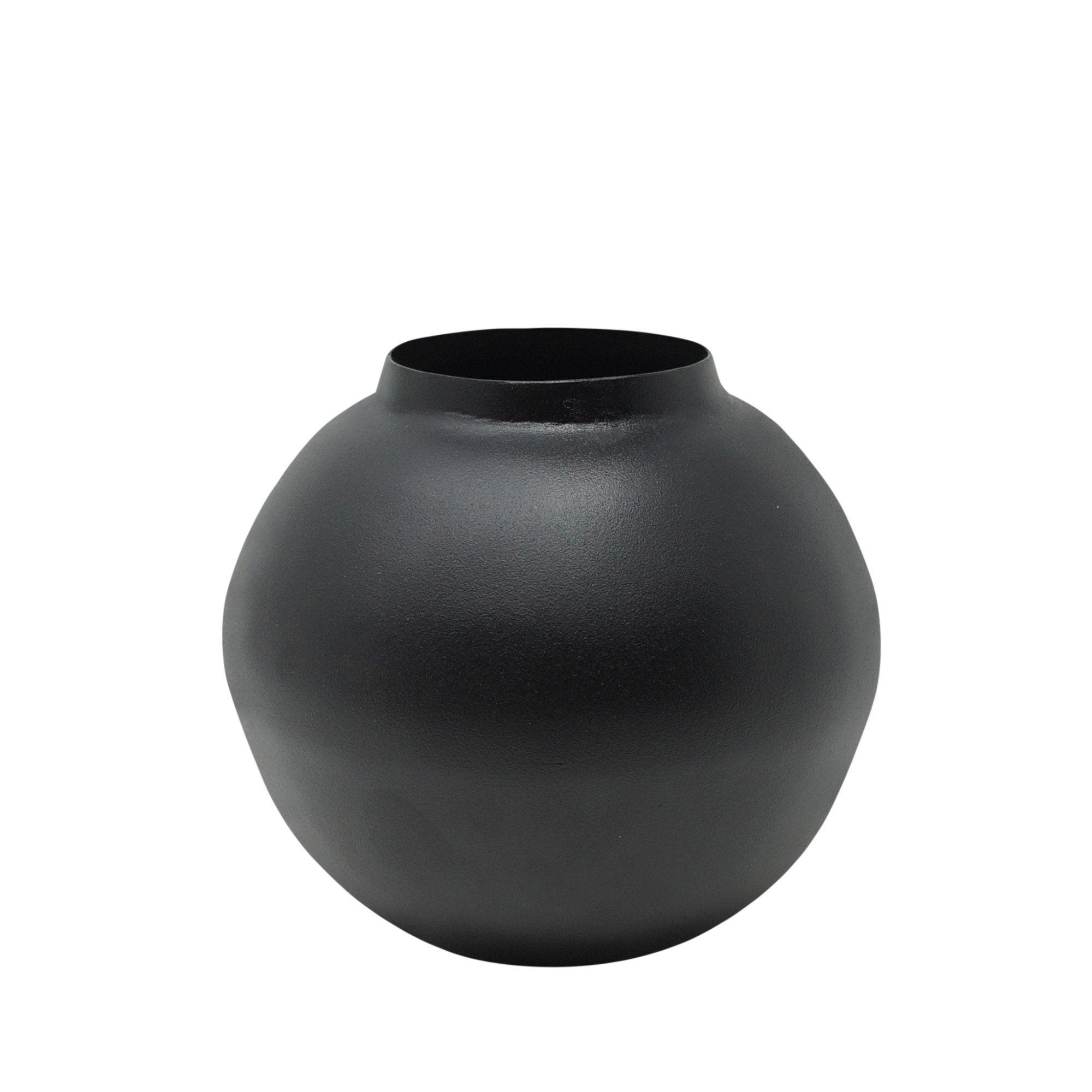 VASE Soyah aus Eisen in Schwarz Ø14,5/13,5 cm - Schwarz, Metall (13.5cm) - LaLe Living