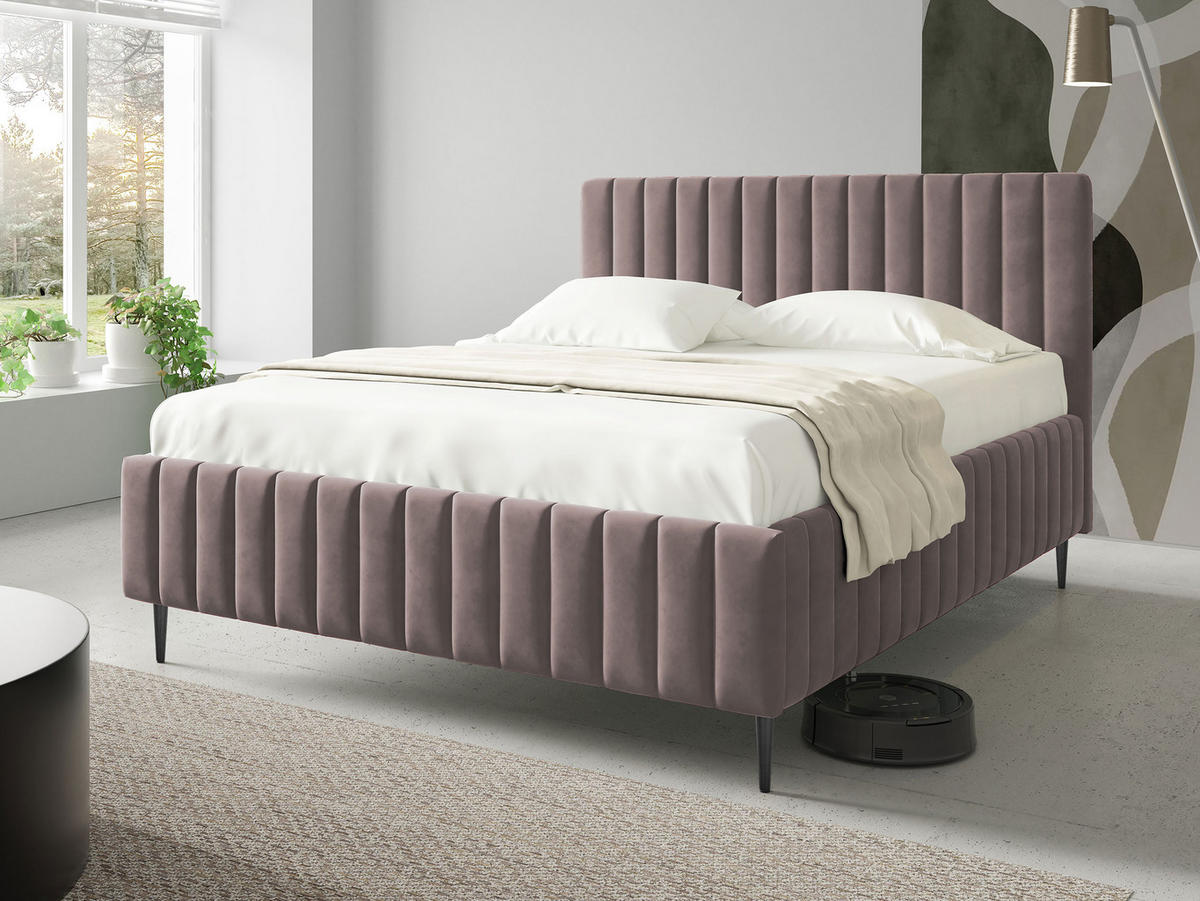 POLSTRBETT Lewezo Leg - Violett/Schwarz, Holzwerkstoff/Textil (180/200cm) - MIRJAN24
