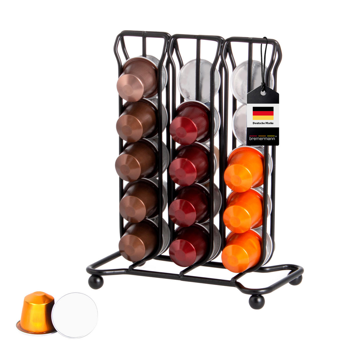 KAPSELSTÄNDER, für Nespresso, schwarz, Metall - Schwarz, Metall (16/20.5/9.5cm) - bremermann