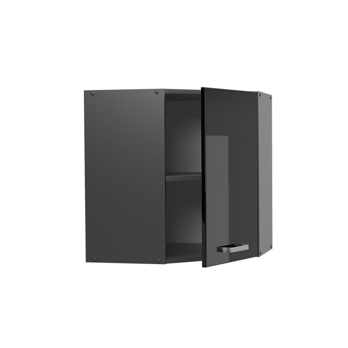 ECKHÄNGESCHRANK HÄNGESCHRAN R-Line Schwarz Hochglanz 57 cm - Schwarz Hochglanz/Anthrazit, Holzwerkstoff (57/60/34.1cm) - Vicco