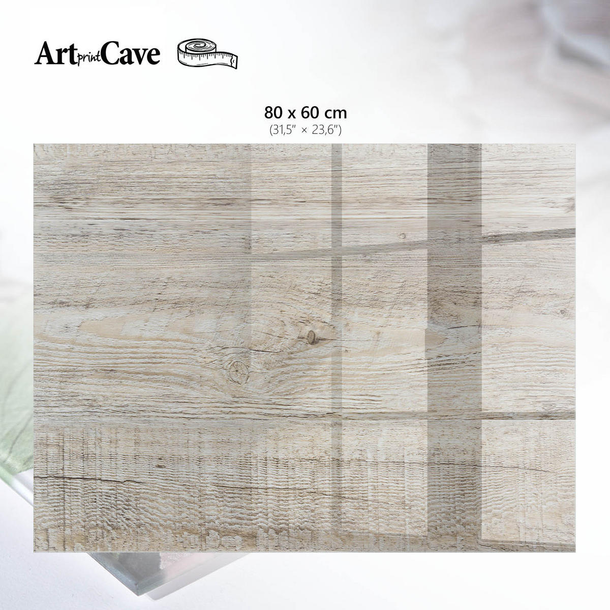 GLASPLATTE 80x60 cm – Holzstruktur - Grau, Glas (0.4/80/60cm) - ArtPrintCave
