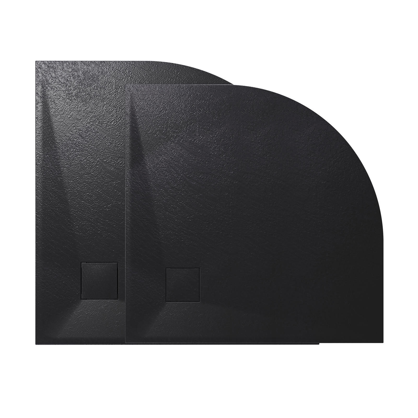 DUSCHWANNE Viertelkreis mit rutschhemmender Oberfläche 80/80 cm, Schwarz - Schwarz, Naturmaterialen (80/2.6/80cm) - EMKE