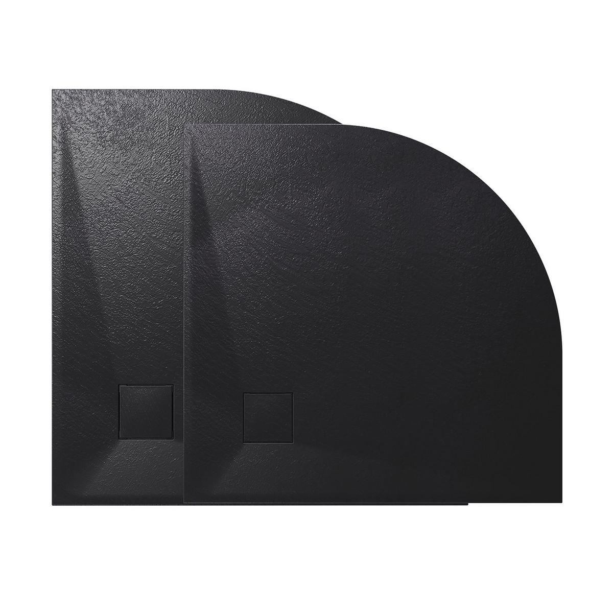 DUSCHWANNE Viertelkreis mit rutschhemmender Oberfläche 80/80 cm, Schwarz - Schwarz, Naturmaterialen (80/2.6/80cm) - EMKE