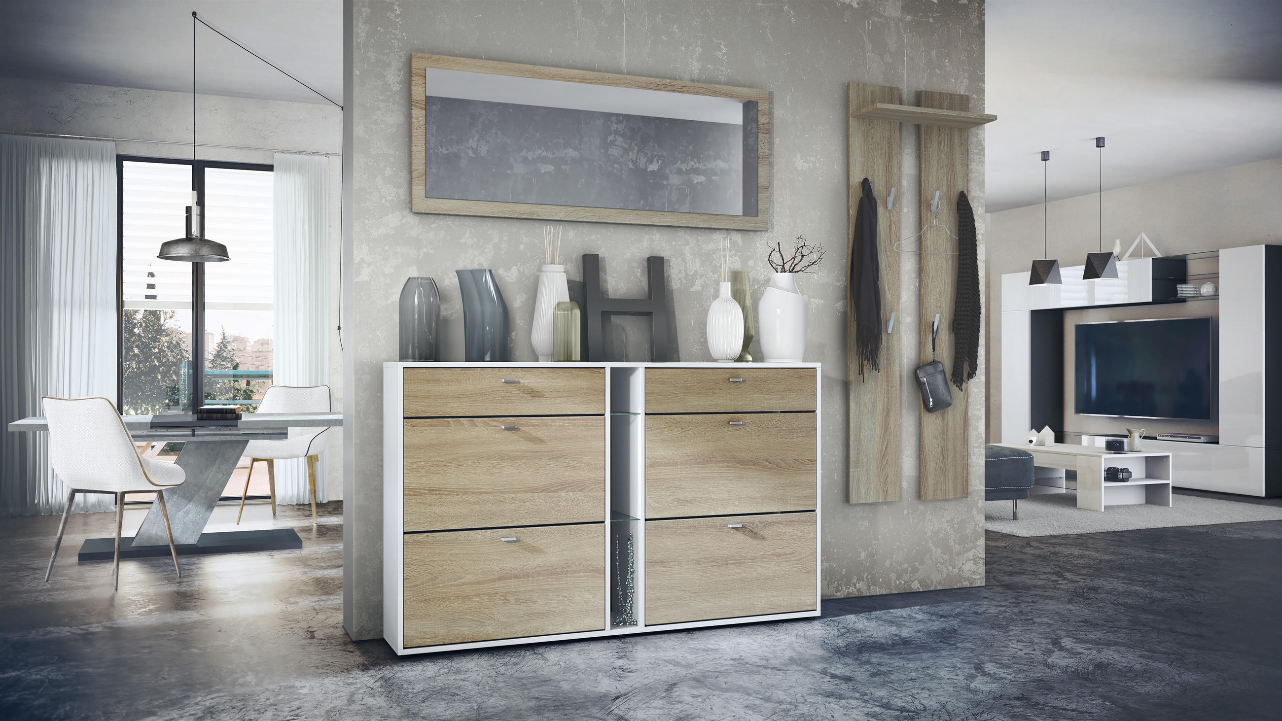 GARDEROBE Orlando Eiche sägerau - Eiche San Remo, Holzwerkstoff (215/210/28cm) - Vladon