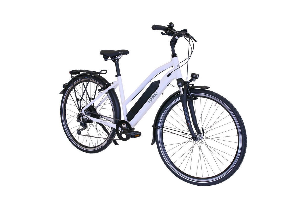 E-TREKKING Bafang Lady E-Bike Hellgrau 28 Zoll Gr:46 - Hellgrau, Metall (46cm) - Hawk Bikes