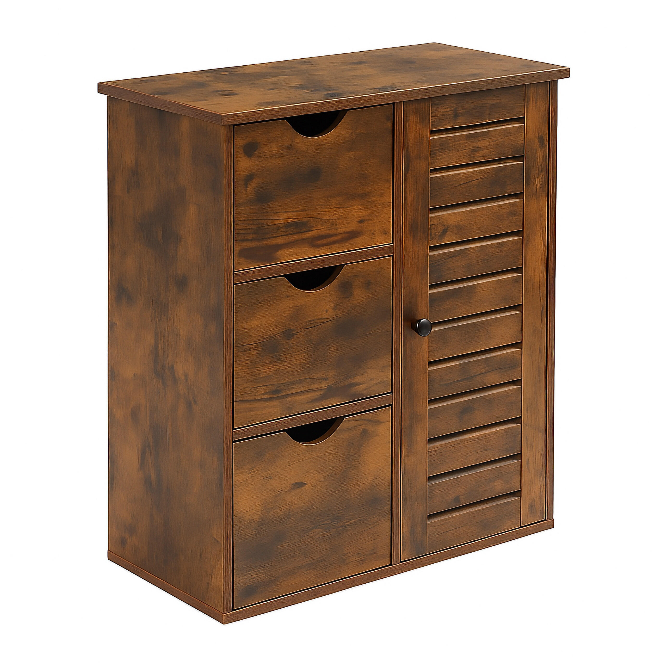 KOUPELNOVÁ skříň - černá/hnědá, kov/kompozitní dřevo (60/80/30cm) - Relaxdays