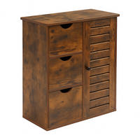 KOUPELNOVÁ skříň - černá/hnědá, kov/kompozitní dřevo (60/80/30cm) - Relaxdays