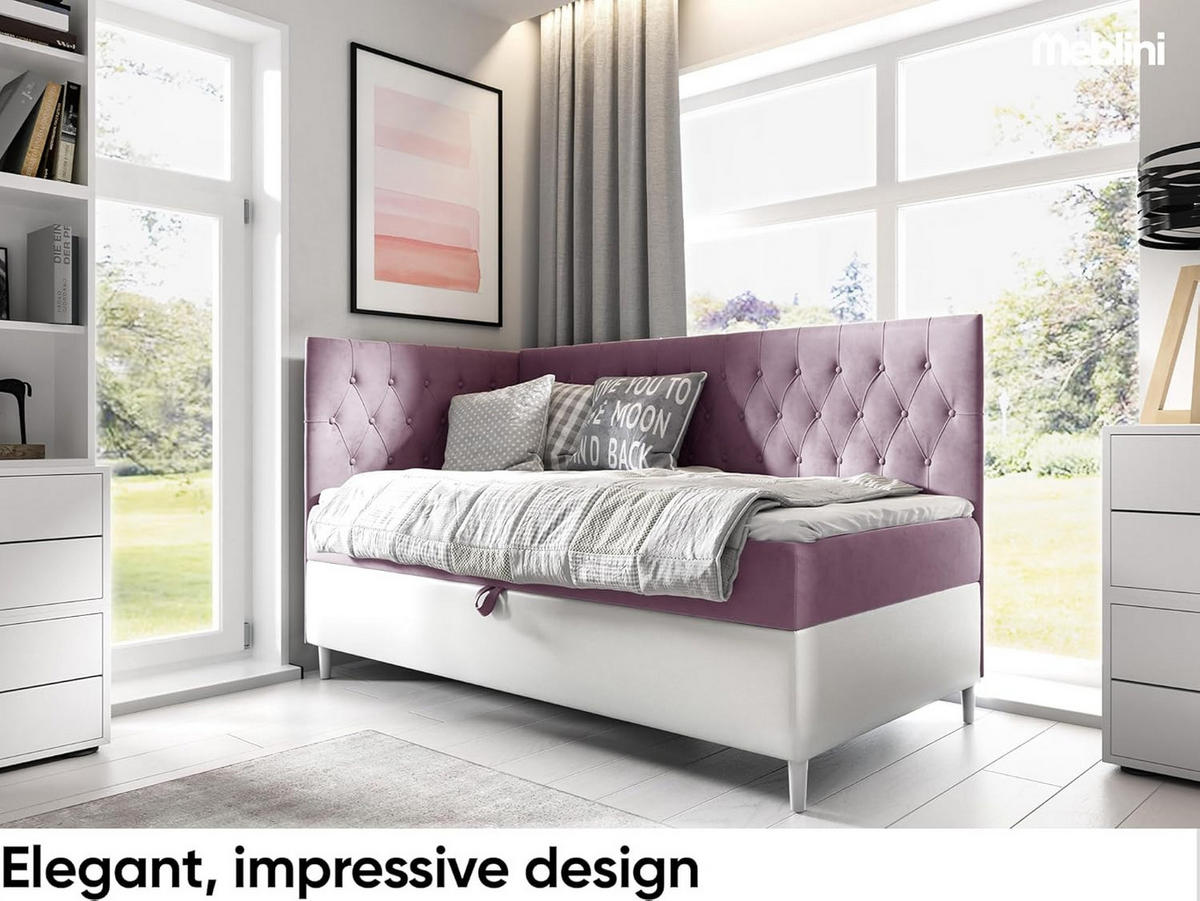 KINDERBETT FLIPPO 3 - Lila/Weiß, Holzwerkstoff (96/208cm) - Meblini