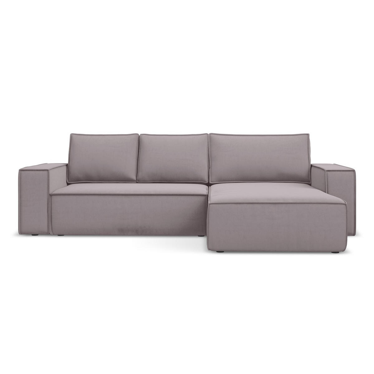 ECKSOFA mit Schlaffunktion Samt Stoff Violett - Lila/Flieder, Kunststoff/Textil (290/185cm) - LaMiaSofa