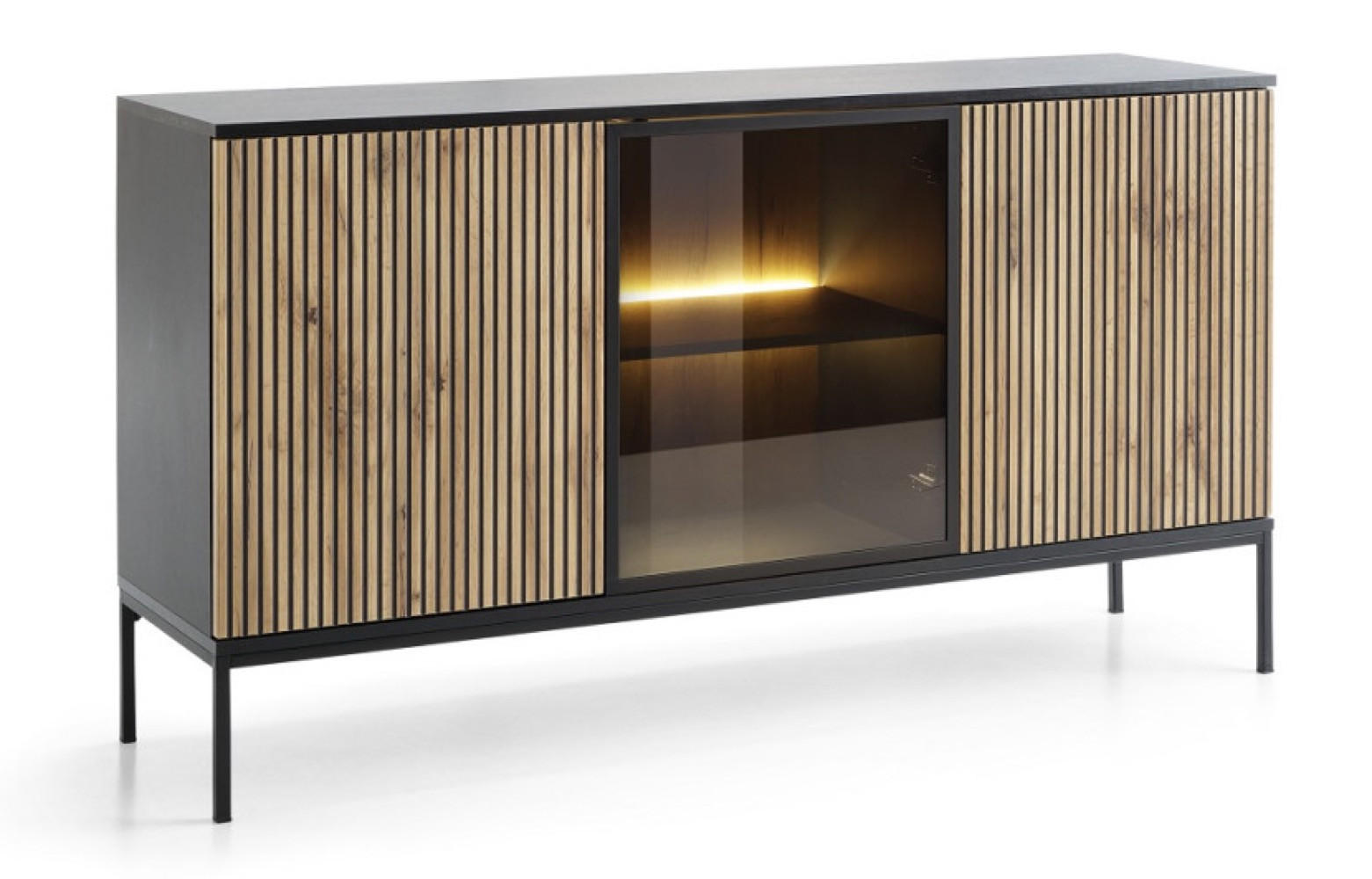 SIDEBOARD Weiß K154 Mit LED-Beleuchtung - Multicolor, Holzwerkstoff (154/83/39cm) - Sepro Meble