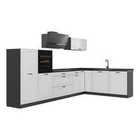 ROHOVÁ KUCHYŇA R-Line, Biely vidiecky dom/antracitová, 347 x cm antrasiitti työtaso - biela/antracitová, kompozitné drevo (347/143/60cm) - Vicco