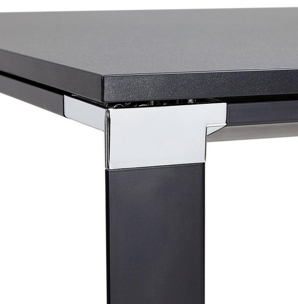 SCHREIBTISCH Modern Chromdetails Große Arbeitsfläche KERIX, Schwarz 140x70x74 cm - Schwarz, Holz/Metall (70/140/74cm) - KADIMA DESIGN