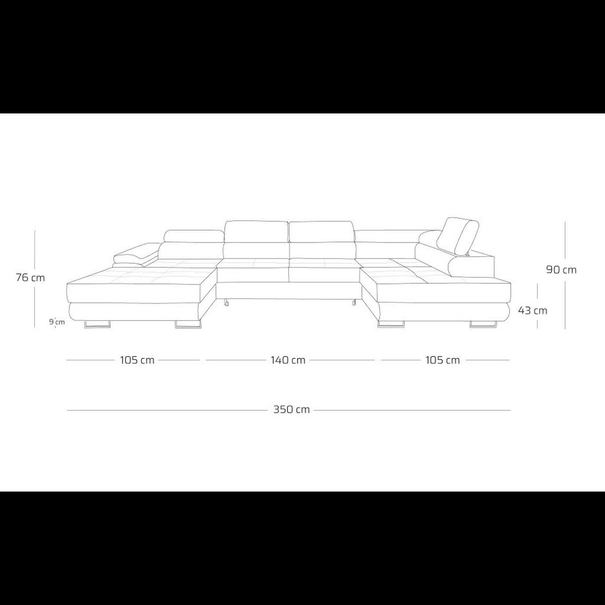 ECKSOFA U-Form WILD U Rechts mit Schlaffunktion 130x260 Chenille Braun - Silberfarben/Braun, Holz/Textil (350/90/203cm) - Muffo