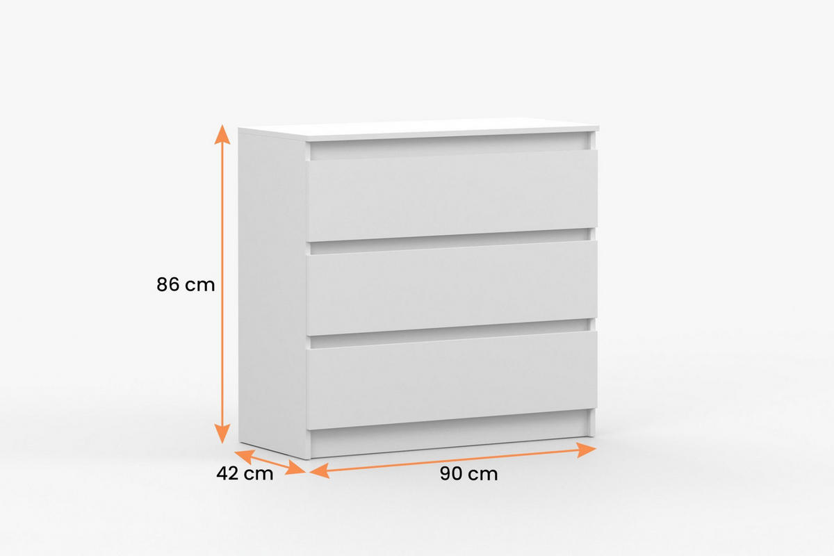 KINDERKOMMODE SIMO 03 90/86/42 cm in Weiß - Weiß, Holzwerkstoff (90/86/42cm) - Deine Möbel 24