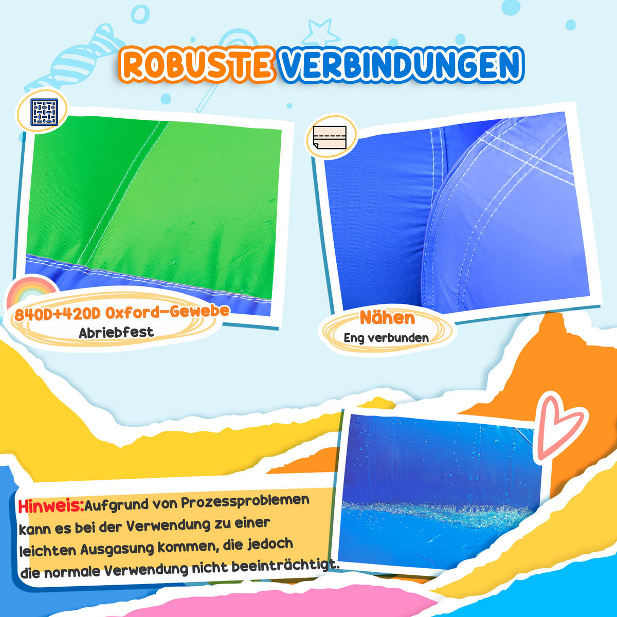 AUFBLASBARE Hüpfburg Spielburg für Outdoor Sprungbereich für Kinder 3-8 Jahre - Multicolor, Kunststoff (280/330cm) - Outsunny