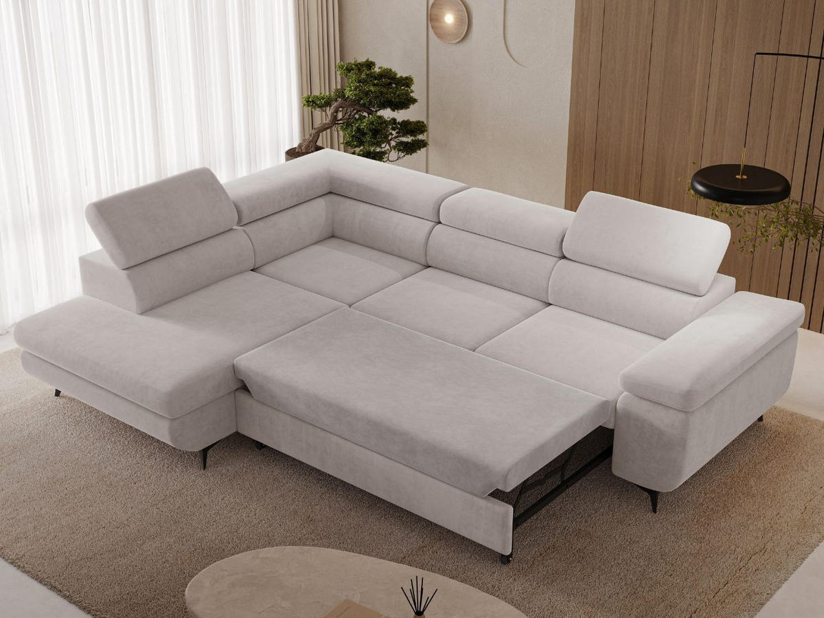 ECKSOFA Argon Grau Links - Schwarz/Grau, Holz/Textil (255/190cm) - Graingold