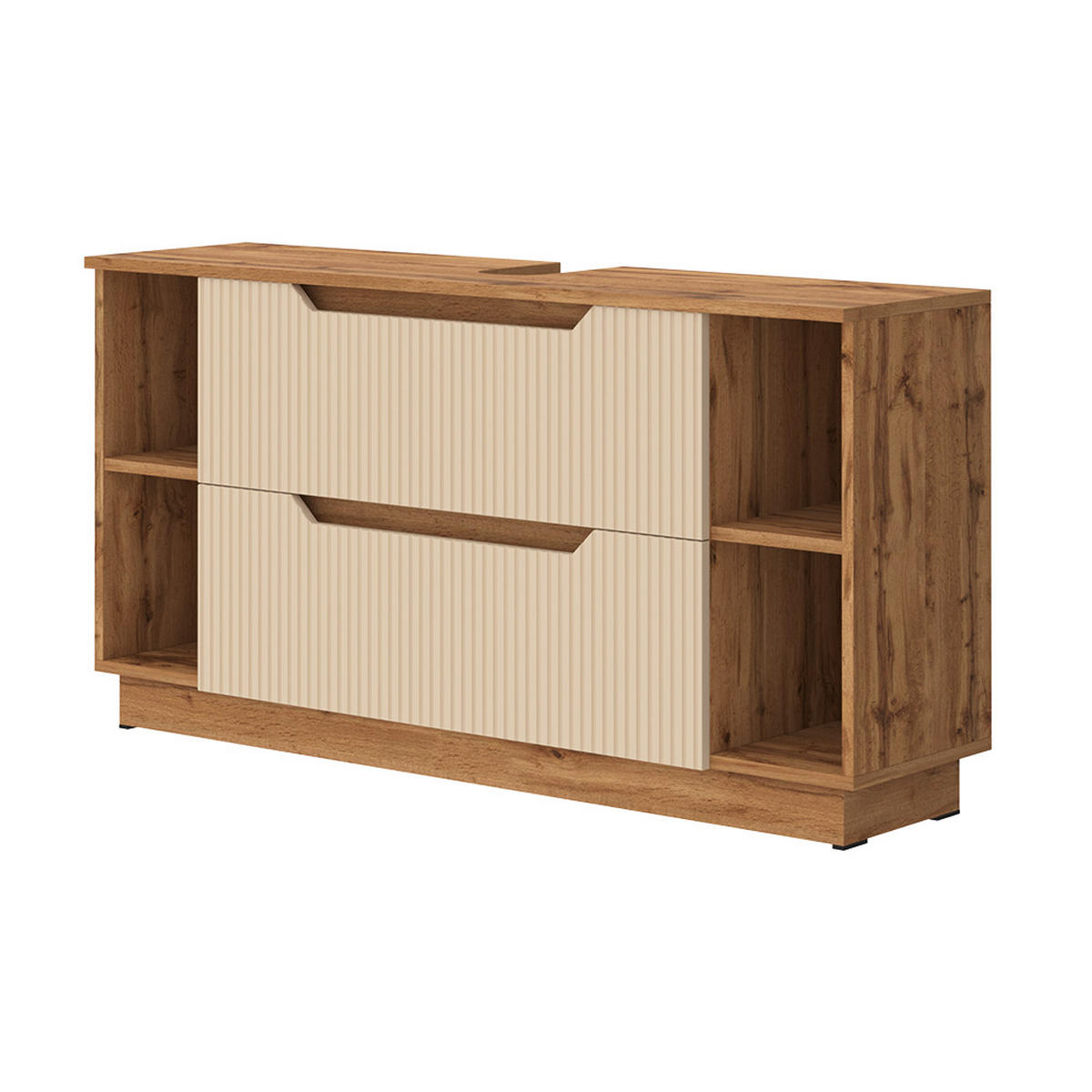 WASCHBECKENUNTERSCHRANK Lotta Eiche/Kaschmir gestreift 119.2 x 62.5 cm mit 2 Schubladen - Kaschmir, Holzwerkstoff (119.2/62.5/32cm) - Vicco