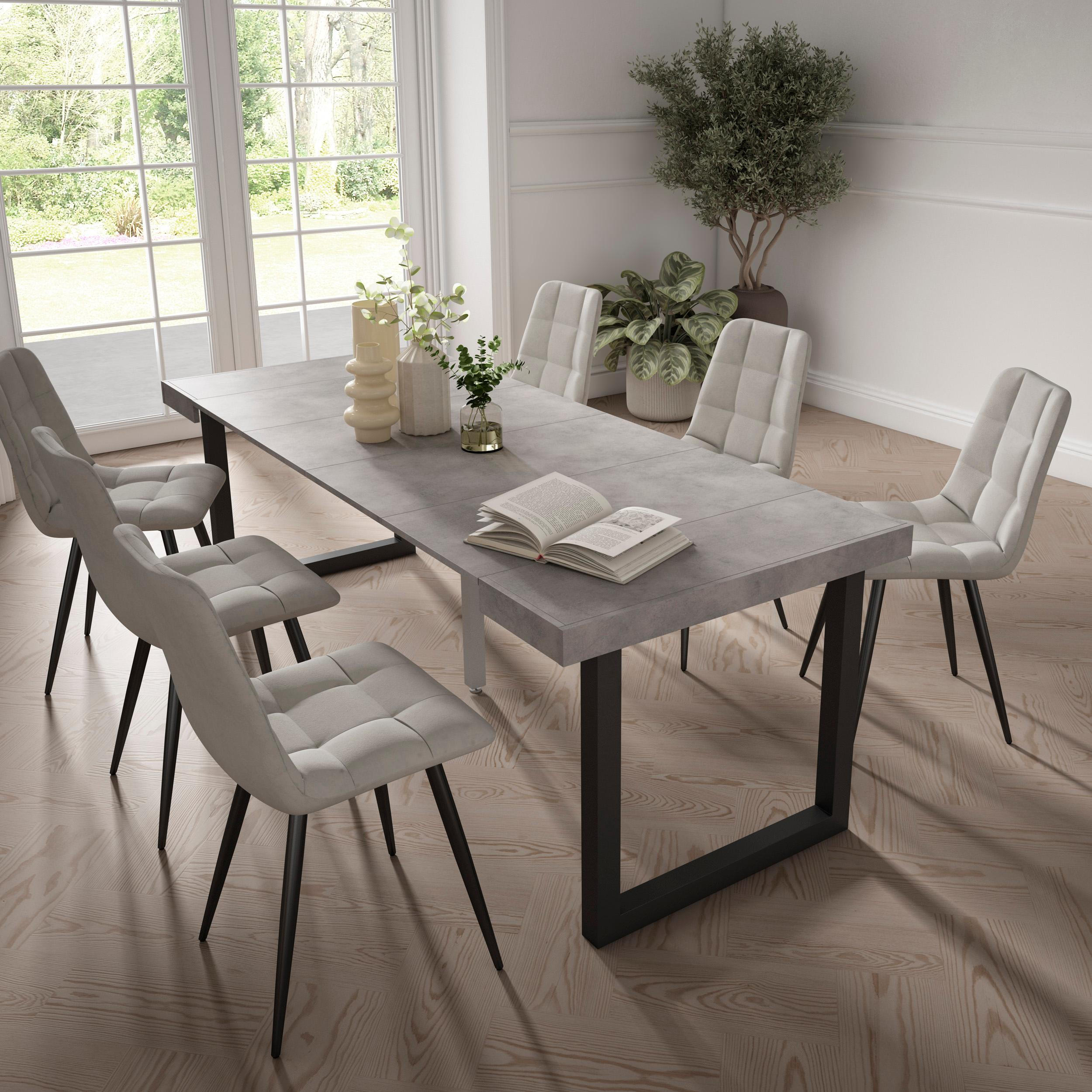 KONSOLENTISCH ausziehbar 58 bis 222cm, für 10 Gäste, zementgrau, 90/58/73cm - Grau, Holzwerkstoff (90/222/73cm) - Skraut Home