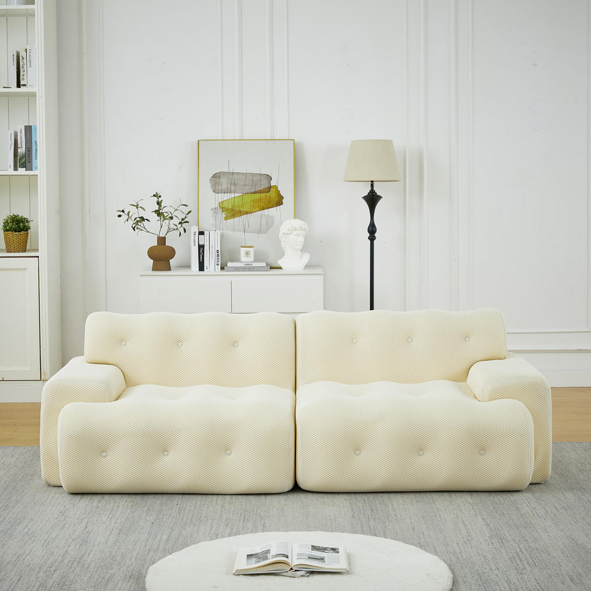 2-SITZER Sofa C Geschwungenes Design 224x104cm Beige - Beige, Textil (104/66/224cm) - Raelunyi
