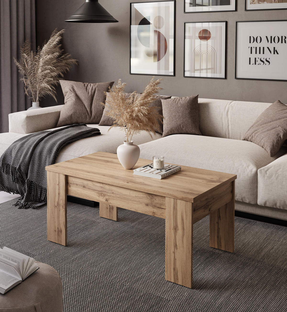 AUSZIEHBARER Couchtisch APERTO, Eiche Wotan - Eiche Wotan, Holzwerkstoff (100/45/50cm) - Lookway