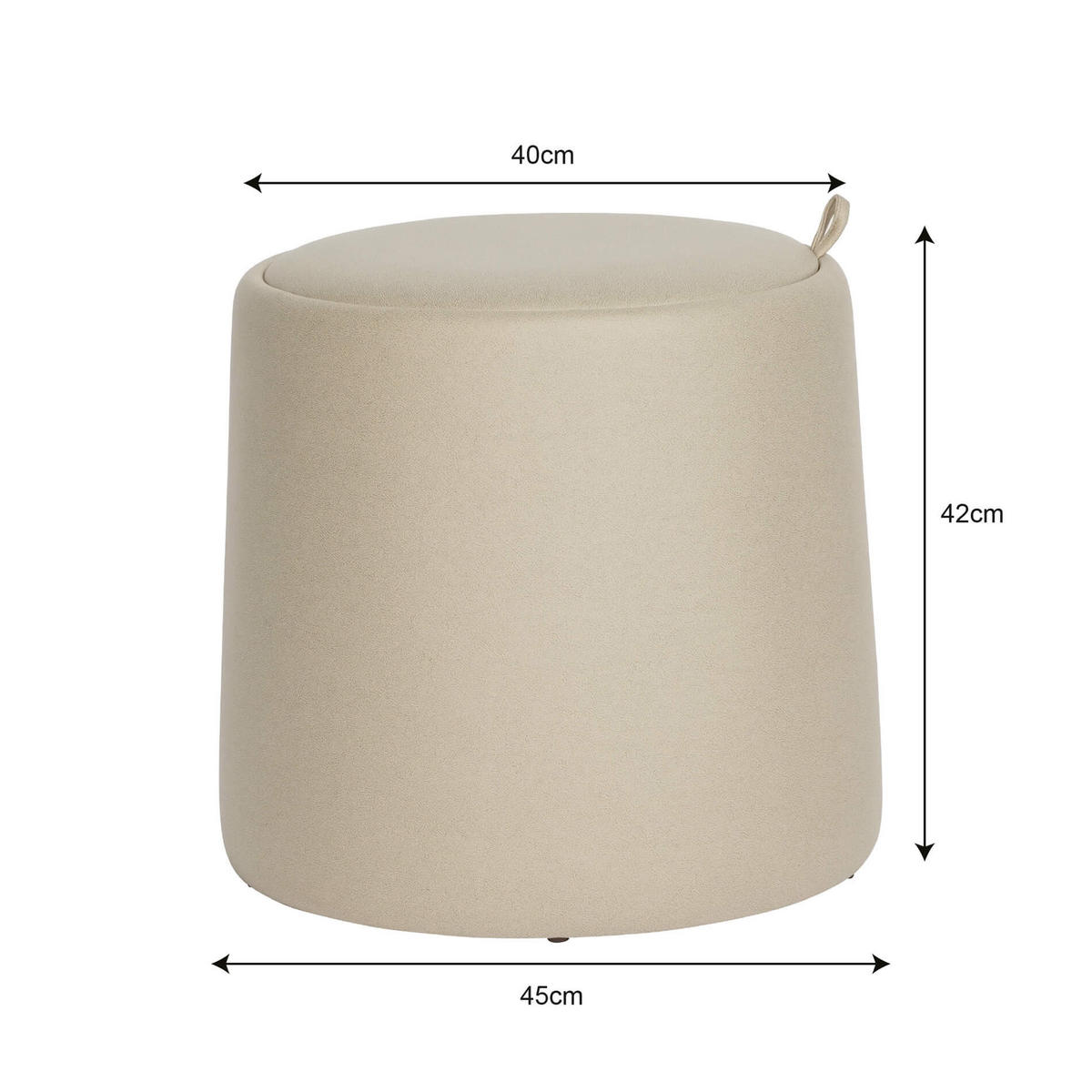 POUF Gardenia 45/45/42 cm - Beige, Holz (45/42/45cm) - Mobili Rebecca