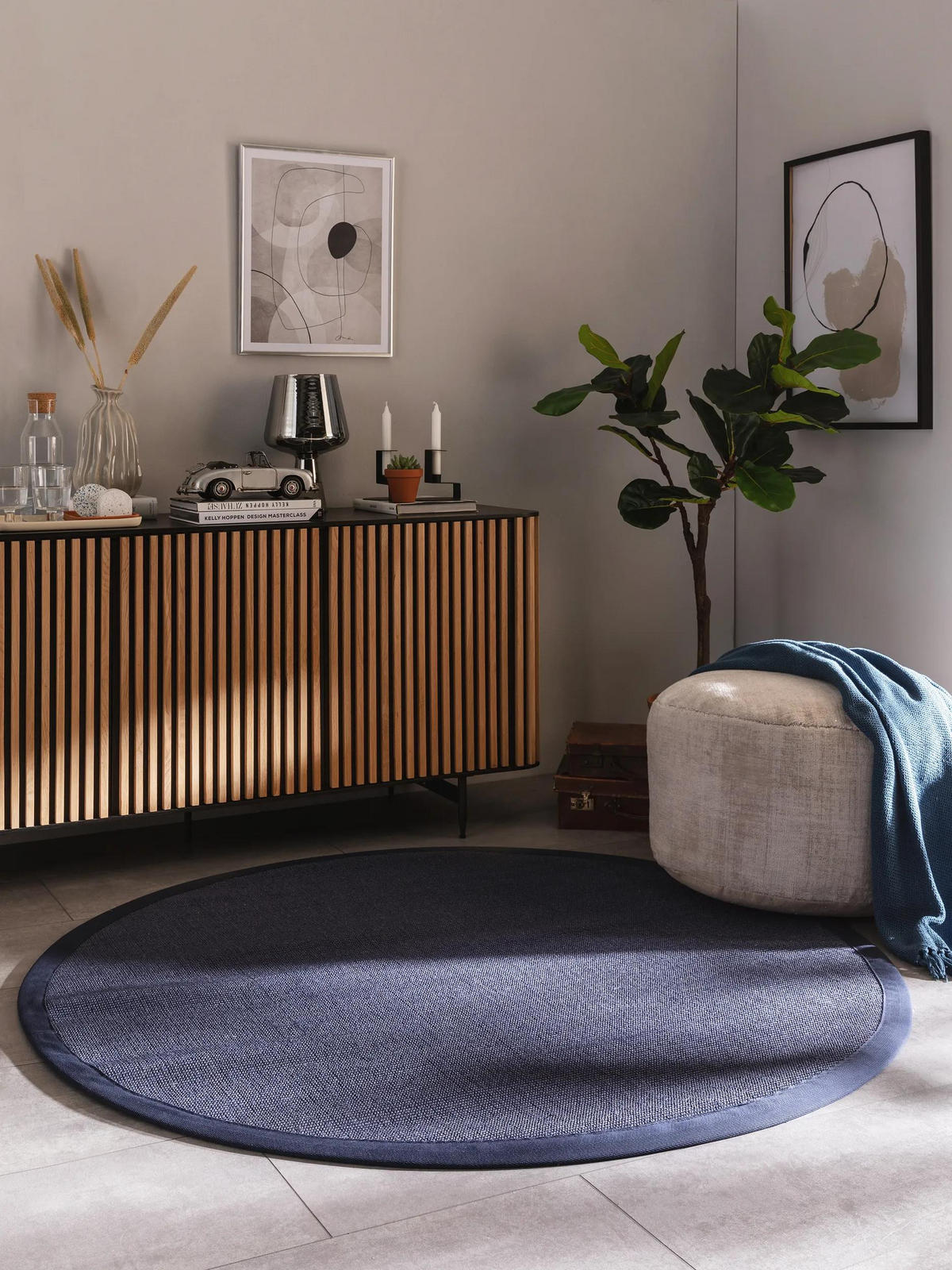 SISALTEPPICH Sana Blau ø 200 cm rund - Blau, Textil (200/200cm) - benuta Nest