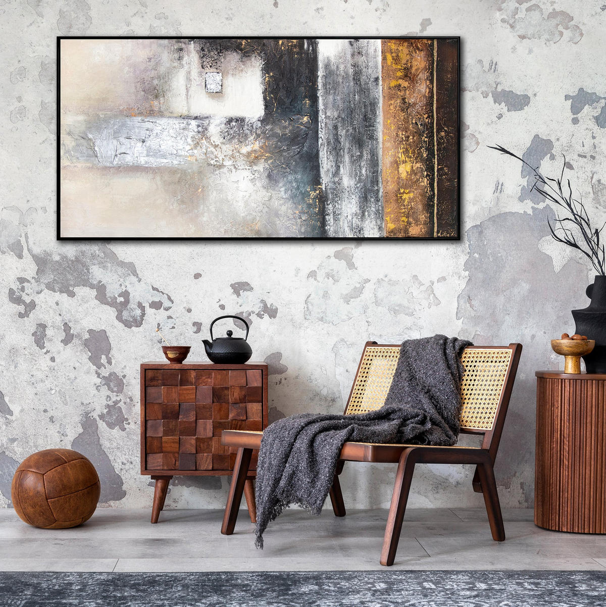 GEMÄLDE Erfolg Schattenfugenrahmen Schwarz 200x100 cm - Schwarz, Holz (200/100cm) - YS-art gallery