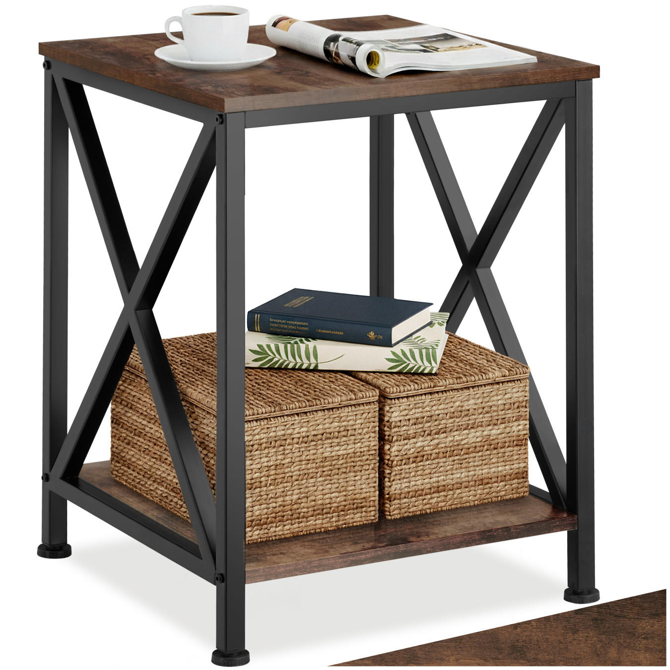 BEISTELLTISCH Carlton,40,5 x 40,5 x 52,5 cm,Industrial Holz dunkel, rustikal - Rostfarben, Holzwerkstoff (40.5/40.5/52.2cm) - tectake
